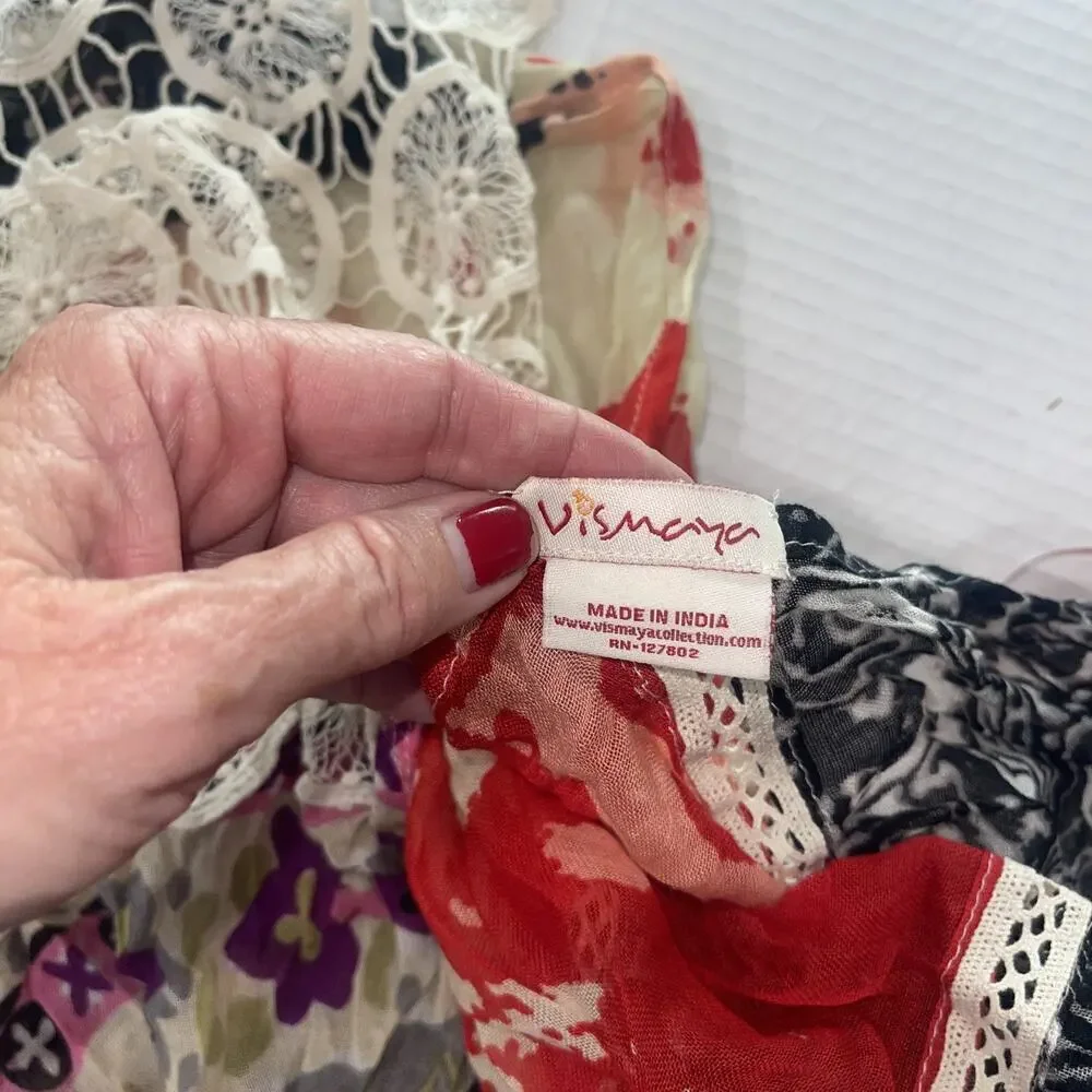 Anthropologie Vismaya Patchwork Crochet Infinity Scarf Boho Artsy 25